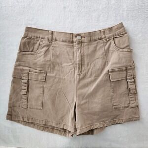 Refuge Cargo Shorts Womens XL Tan Beige Hiking Utility Outdoor Cuffed Cotton